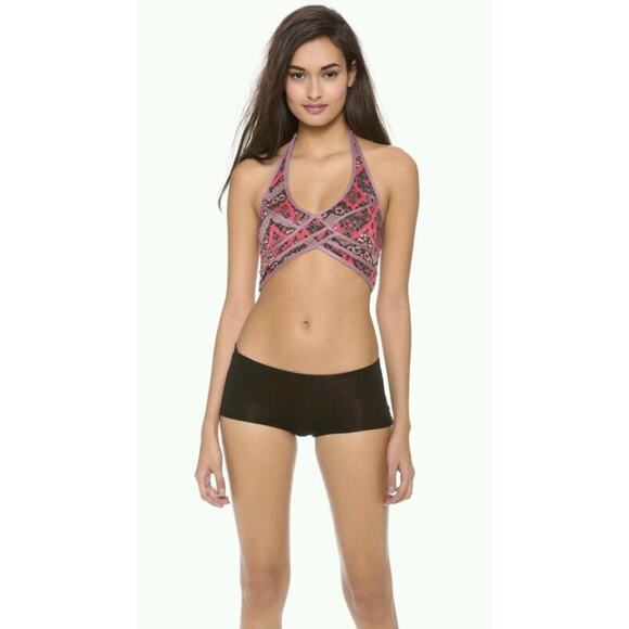 New $48 Free People Intimately Printed Halter Neck Bra TAUPE Size Medium - Picture 1 of 4
